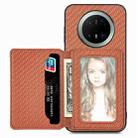 For Huawei Mate 70 Pro Carbon Fiber Magnetic Card Bag Phone Case(Brown) - 1