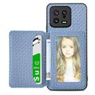 For Xiaomi 13 Carbon Fiber Magnetic Card Bag Phone Case(Blue) - 1