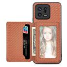 For Xiaomi 13 Carbon Fiber Magnetic Card Bag Phone Case(Brown) - 1