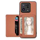 For Xiaomi 13 Pro Carbon Fiber Magnetic Card Bag Phone Case(Brown) - 1