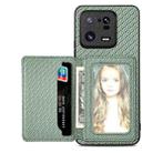 For Xiaomi 13 Pro Carbon Fiber Magnetic Card Bag Phone Case(Green) - 1