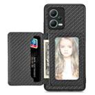 For Redmi Note 12 5G Carbon Fiber Magnetic Card Bag Phone Case(Black) - 1