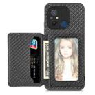 For Redmi 12C Carbon Fiber Magnetic Card Bag Phone Case(Black) - 1