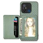 For Redmi 12C Carbon Fiber Magnetic Card Bag Phone Case(Green) - 1