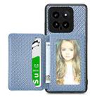 For Xiaomi 14 Carbon Fiber Magnetic Card Bag Phone Case(Blue) - 1