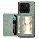 For Xiaomi 14 Carbon Fiber Magnetic Card Bag Phone Case(Green) - 1