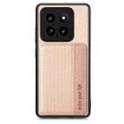 For Xiaomi 14 Carbon Fiber Magnetic Card Bag Phone Case(Khaki) - 1