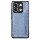 For Redmi Note 13 5G Carbon Fiber Magnetic Card Bag Phone Case(Blue) - 1