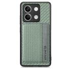 For Redmi Note 13 5G Carbon Fiber Magnetic Card Bag Phone Case(Green) - 1