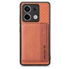 For Redmi Note 13 Pro 5G Carbon Fiber Magnetic Card Bag Phone Case(Brown) - 1