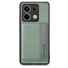 For Redmi Note 13 Pro 5G Carbon Fiber Magnetic Card Bag Phone Case(Green) - 1