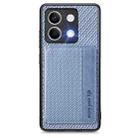 For Redmi Note 13 4G Carbon Fiber Magnetic Card Bag Phone Case(Blue) - 1