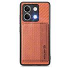 for Redmi Note 13 4G Carbon Fiber Magnetic Card Bag Phone Case(Brown) - 1