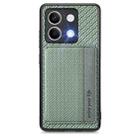 for Redmi Note 13 4G Carbon Fiber Magnetic Card Bag Phone Case(Green) - 1