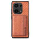 For Redmi Note 13 Pro 4G Carbon Fiber Magnetic Card Bag Phone Case(Brown) - 1