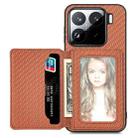 For Xiaomi 15 Carbon Fiber Magnetic Card Bag Phone Case(Brown) - 2