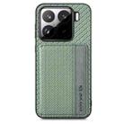 For Xiaomi 15 Carbon Fiber Magnetic Card Bag Phone Case(Green) - 1