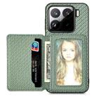 For Xiaomi 15 Carbon Fiber Magnetic Card Bag Phone Case(Green) - 2