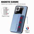 For Xiaomi 15 Pro Carbon Fiber Magnetic Card Bag Phone Case(Blue) - 3
