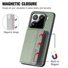 For Xiaomi 15 Pro Carbon Fiber Magnetic Card Bag Phone Case(Green) - 3