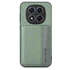 For Redmi Note 14 5G Carbon Fiber Magnetic Card Bag Phone Case(Green) - 1