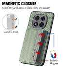 For Redmi Note 14 5G Carbon Fiber Magnetic Card Bag Phone Case(Green) - 3