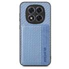 For Redmi Note 14 Pro 5G Carbon Fiber Magnetic Card Bag Phone Case(Blue) - 1