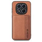 For Redmi Note 14 Pro 5G Carbon Fiber Magnetic Card Bag Phone Case(Brown) - 1