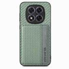 For Redmi Note 14 Pro 5G Carbon Fiber Magnetic Card Bag Phone Case(Green) - 1