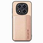 For Redmi Note 14 Pro 5G Carbon Fiber Magnetic Card Bag Phone Case(Khaki) - 1