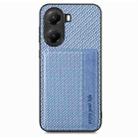 For Xiaomi Poco X7 Pro Carbon Fiber Magnetic Card Bag Phone Case(Blue) - 2