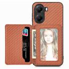 For Xiaomi Poco X7 Pro Carbon Fiber Magnetic Card Bag Phone Case(Brown) - 1