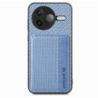 For Redmi K80 / Poco F7 Pro Carbon Fiber Magnetic Card Bag Phone Case(Blue) - 2