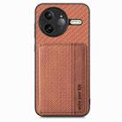 For Redmi K80 Pro / Poco F7 Ultra Carbon Fiber Magnetic Card Bag Phone Case(Brown) - 2