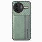 For Redmi K80 Pro / Poco F7 Ultra Carbon Fiber Magnetic Card Bag Phone Case(Green) - 2