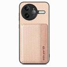For Redmi K80 Pro / Poco F7 Ultra Carbon Fiber Magnetic Card Bag Phone Case(Khaki) - 2