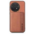 For OnePlus 13 Carbon Fiber Magnetic Card Bag Phone Case(Brown) - 2