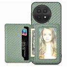 For OnePlus 13 Carbon Fiber Magnetic Card Bag Phone Case(Green) - 1