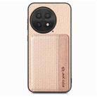 For OnePlus 13 Carbon Fiber Magnetic Card Bag Phone Case(Khaki) - 2
