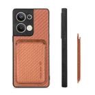 For OPPO Reno9 Pro+ Carbon Fiber Leather Card Magsafe Phone Case(Brown) - 3