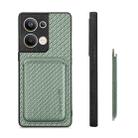 For OPPO Reno9 Pro+ Carbon Fiber Leather Card Magsafe Magnetic Phone Case(Green) - 3