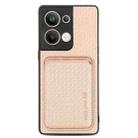 For OPPO Reno9 Pro+ Carbon Fiber Leather Card Magsafe Phone Case(Khaki) - 1