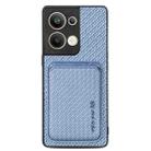 For OPPO Reno9 Carbon Fiber Leather Card Magsafe Phone Case(Blue) - 1