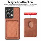 For OPPO Reno9 Carbon Fiber Leather Card Magsafe Phone Case(Brown) - 2