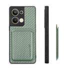 For OPPO Reno9 Carbon Fiber Leather Card Magsafe Phone Case(Green) - 3
