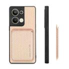 For OPPO Reno9 Carbon Fiber Leather Card Magsafe Phone Case(Khaki) - 3