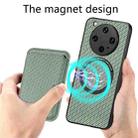 For OPPO Find X8 Ultra Carbon Fiber Leather Card Magsafe Magnetic Phone Case(Green) - 3