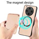 For OPPO Find X8 Ultra Carbon Fiber Leather Card Magsafe Magnetic Phone Case(Khaki) - 3