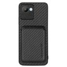 For Realme C30 Carbon Fiber Leather Card Magsafe Phone Case(Black) - 1