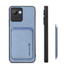 For Realme C30 Carbon Fiber Leather Card Magsafe Phone Case(Blue) - 3